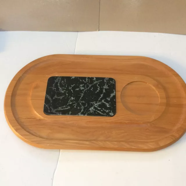 Oak Wood Cutting Appetizer Board W/ Marble Cheese Tray by Cornwall