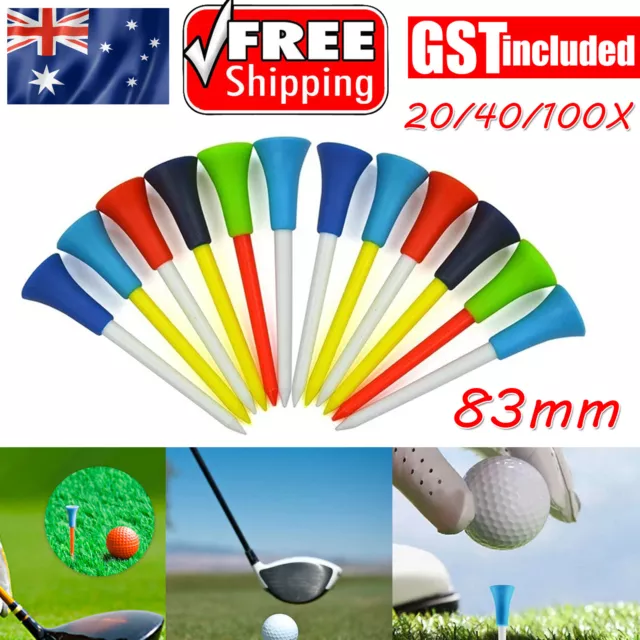 20/40/100Pack 83mm Golf Tees Multi Color Plastic With Rubber Cushion Top Quality