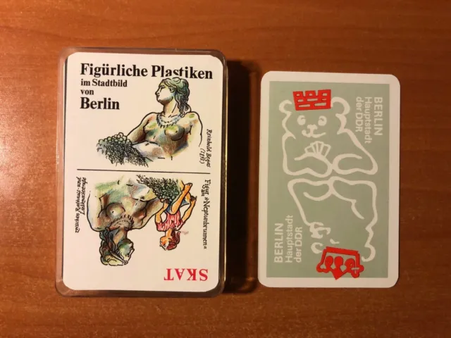 Skatkarte Berlin Hauptstadt der DDR Figürliche Plastiken Altenburger Spielkarten
