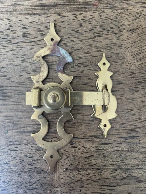 Ornate Antique Style Solid Brass Door Latch Lock Bolt Barn Gate Cabinet