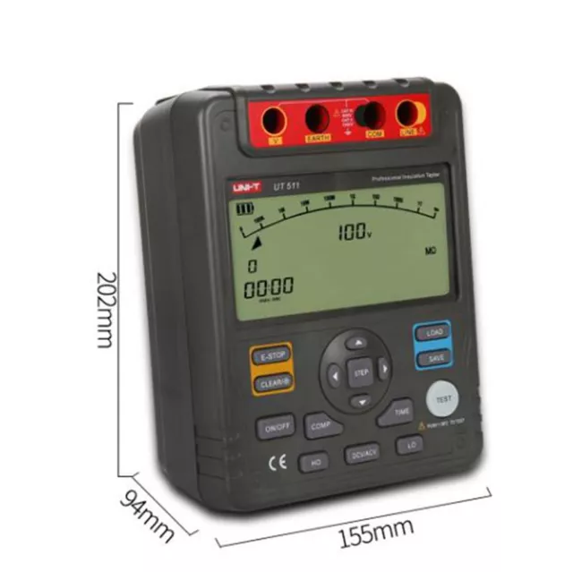 UT511 Megger Insulation Resistance Tester Ohm Megohmmeter 10Gohm 1KV PI DAR