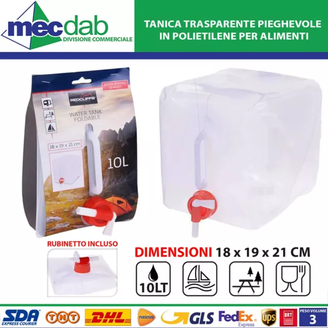 Tanica Trasparente Richiudibile in Polietilene per Alimenti 10LT 18 x 19 x 21 Cm