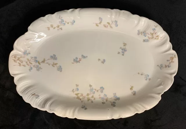 Vtg CH Field Haviland Limoges CFH GDM France Oval 13.5 in Platter Blue Floral