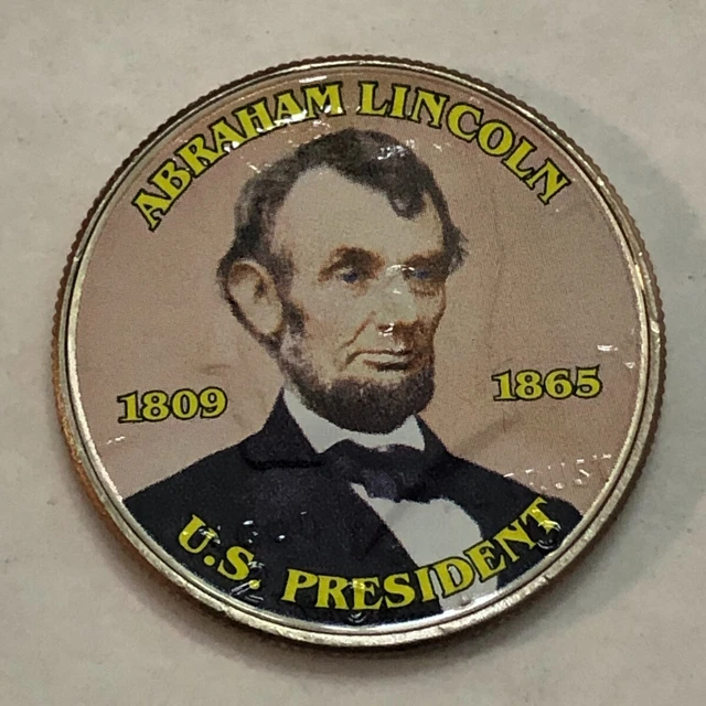 Colorized Kennedy half dollar. ABRAHAM LINCOLN 1809-1865. US PRESIDENT. #86