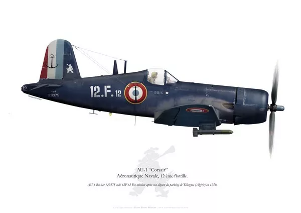 Print AU-1 Corsair, Flottille 12.F, Algérie, 1959 (par P. Mehard)