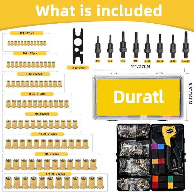 RIVET NUT TOOL Kit, 8-Inch Hand Rivnut for 8