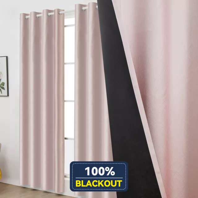 Luxury 100% Blackout Window Curtains Thermal Insulated for Bedroom Living Room 2