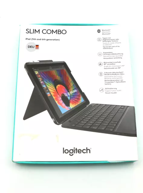 Logitech SLIM Combo für iPad der 5. und 6. Gen. Tastatur-Case mit Bluetooth B129