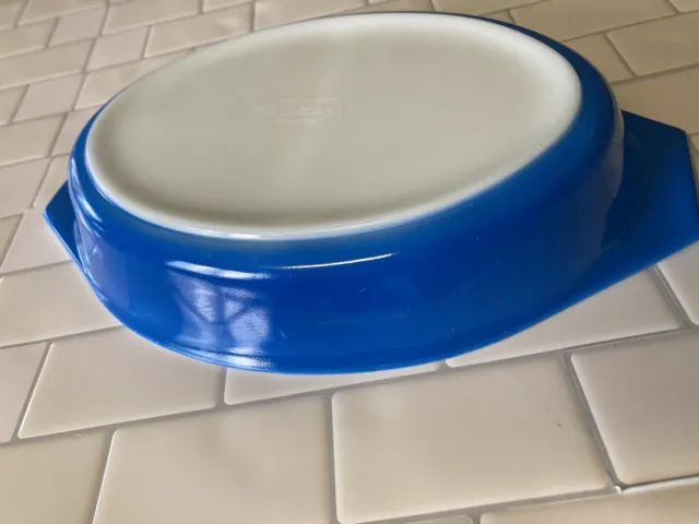 Vintage Pyrex Blue Divided Casserole Dish 1 1/2 Quart No LID