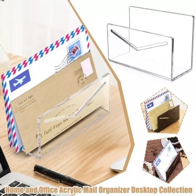 Soporte de correo acrílico organizador de correo encimera soporte para cartas para sobre de escritorio
