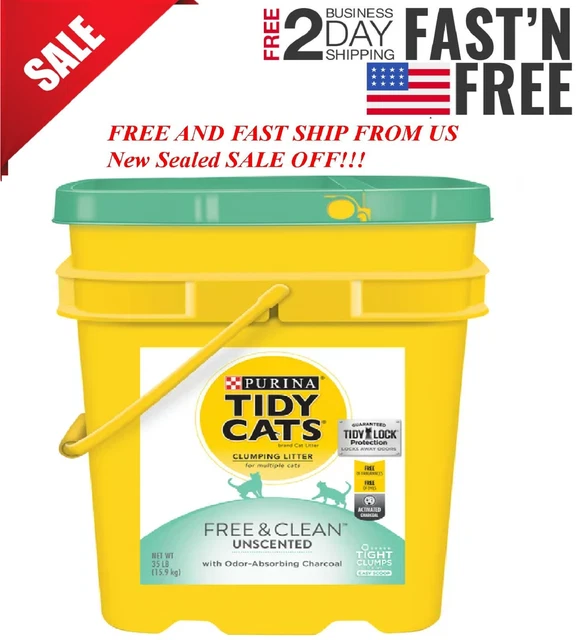 PURINA TIDY CATS Clumping Cat Litter, Free & Clean Unscented Multi , 35