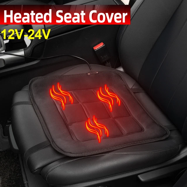 Universal  Heated Car Seat Cover Cushion Heater Warmer Winter Pad Black 12V 24V