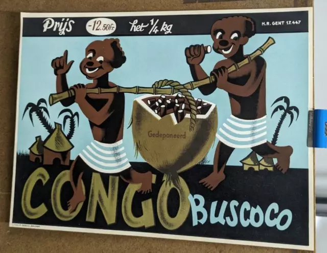 Affiche Originale Ancienne Chocolat Cacao Conco Buscoco Litho R Debod Brugge