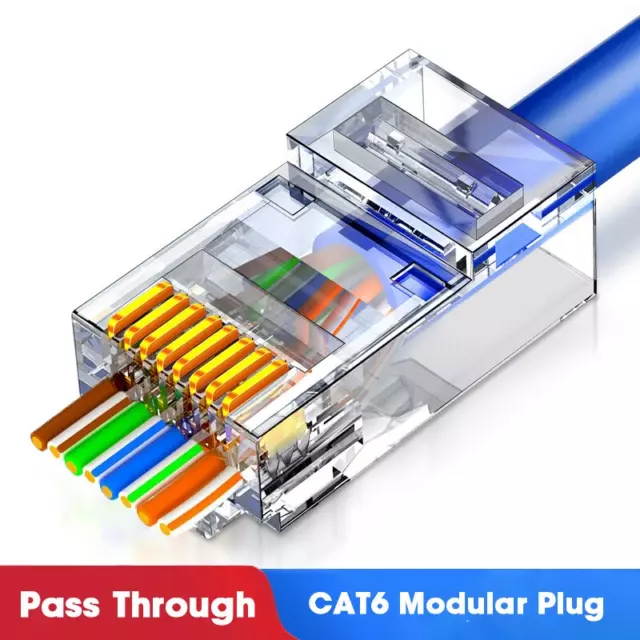 Pro RJ45 Pass Through Easy Connectors Crimp 8P8C CAT5E CAT6 25er-Pack