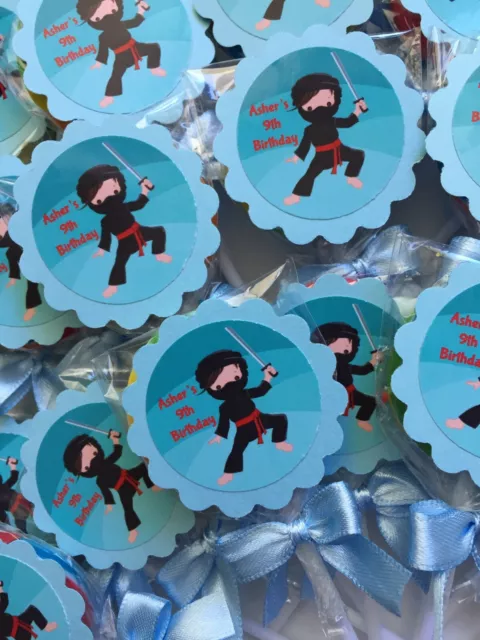 24 x Personalised Ninja Lollipops / Loot Bag Fillers / Party Favors