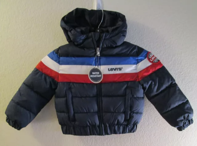 NWT Levis Toddler Boys Rocket Puffer Jacket 2T Navy Stripe MSRP$80