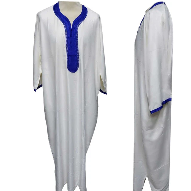 Mens Thobe Emarati Jubbah Distasha Kandoora Cotton - Black Size 52 To 62