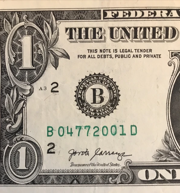 1 FANCY SERIAL Number Dollar Bill *Ink Error *Odometer Error