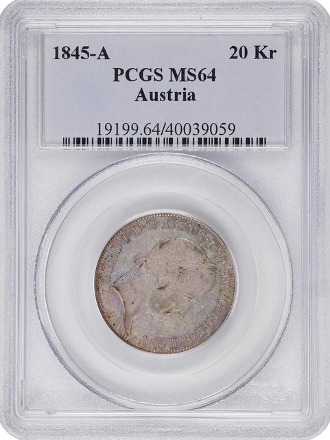 Austria 20 Kreuzer 1845-A Vienna Mint. KM# 2208 PCGS: MS 64. #C472