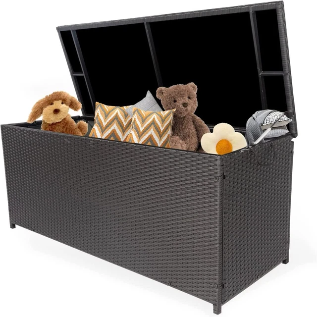 113 Gal Wicker Deck Box Patio Large Storage Cabinet Outdoor Chest Container New