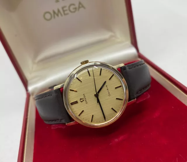 Vintage 9k 9ct Solid Gold Omega Mens Watch + Box 1970