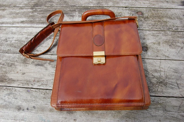Sac Bandoulière Homme En Simili Cuir Marron - Style Vintage - Dimensions 21x13 Cm - Imperméable
