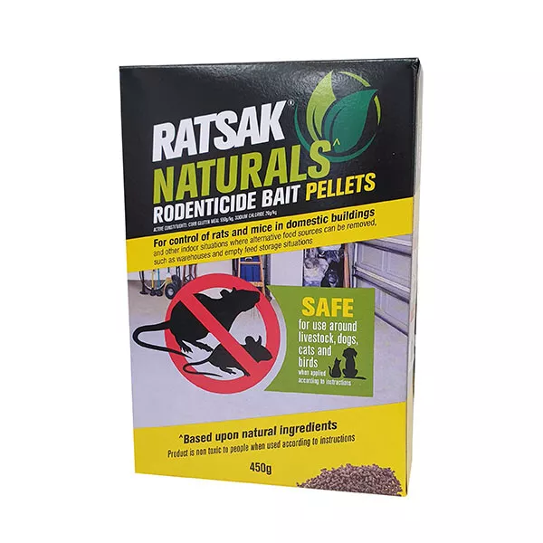 RATSAK NATURALS Rodent Bait Pellets 450g - PET SAFE RAT & MOUSE CONTROL