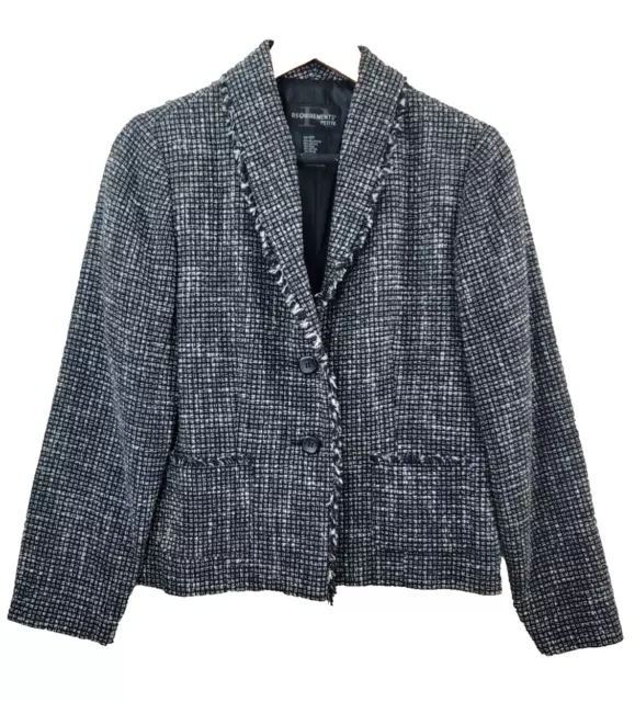 Requirements Women's Blazer / Jacket Size 12 Petite Gray Houndstooth Fully Lined