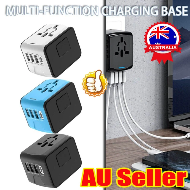 World Wide Travel Adapter Multi Plug Universal Charger UK EU AU US USB Port WR