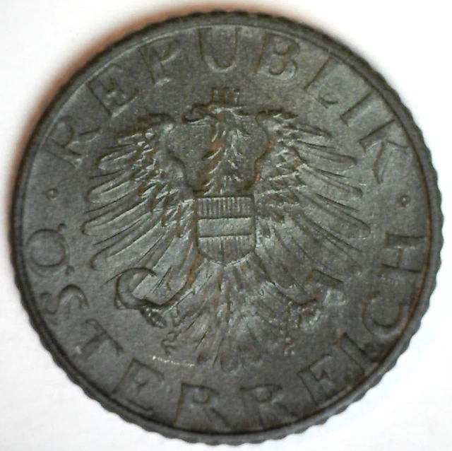1957 Austria Zinc Content 5 Groschen Coin Uncirculated Hammer & Sickle Eagle 2