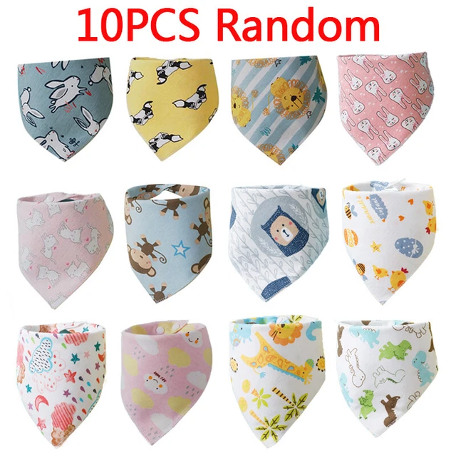 10 Pack of Soft Baby Infant Boys Girls Toddler Bandana Drool Bibs Cotton UK