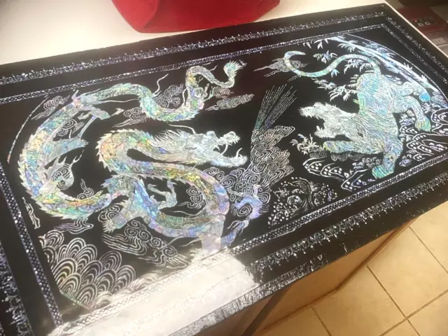 dragon & tiger korean inlay abalone print for wall panel or table  I WANT THAT!
