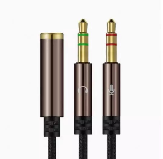 Computer Headset Microphone 2-in-1 Adapter Cable for Mobile Phone Headset Audio