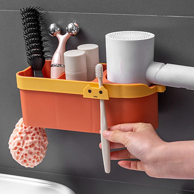 Organizador secador de pelo montaje en pared estante secador de pelo ahorro de espacio secador de pelo