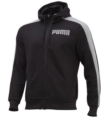 Men's New Puma Logo Hooded Sweatshirt Hoodie Hoody Jumper Pullover Top - Black