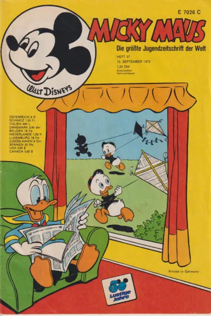 Micky Maus Nr 37 Ehapa Verlag 1973 Disney