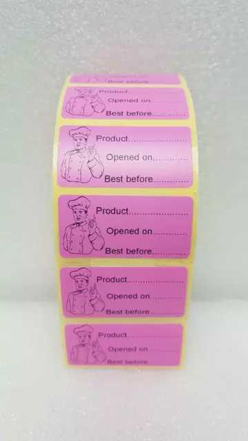 PINK 100x Food Labels - Product & Best Before Date Adhesive Labels 50mm x 25mm 2