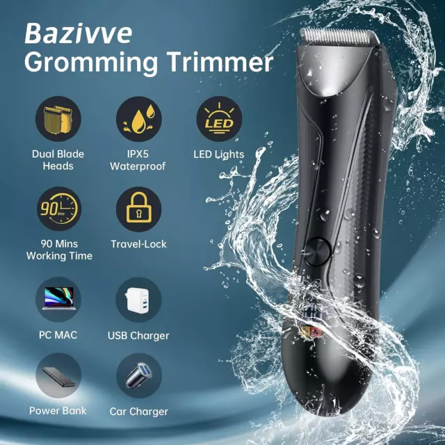 Body Hair Trimmer for Men, Electric Groin Hair Timmer Razor with Replaceable Cer 3