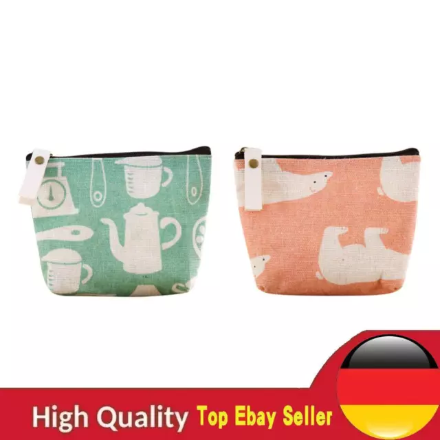 Mini Card Bag Girl Students Cartoon Linen Coin Wallets Keychain Cute Lovely