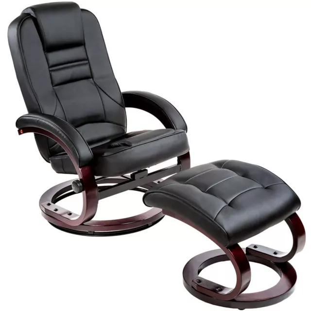 Fauteuil Relax TV Inclinable et Pivotant 1 Place avec Repose Pieds Tabouret Noir