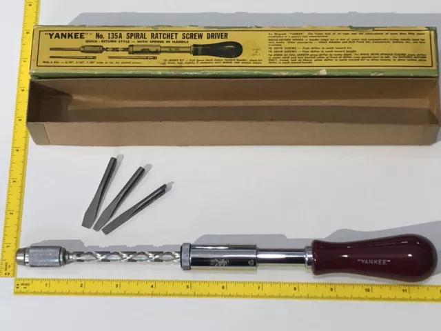 VTG STANLEY YANKEE 135A NOS Spiral Ratchet Screwdriver Cabinetmaker TOOL Scarce