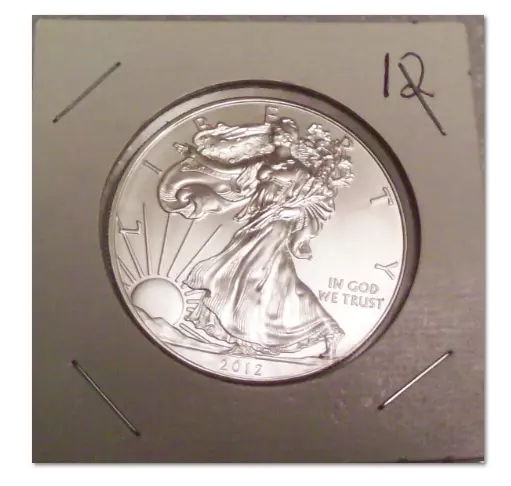 2012 $1 US American Silver Eagle One Ounce FINE Silver Round Coin Dollar / 1 oz 2012 $1 US American Silver Eagle One Ounce FINE Silver Round Coin Dollar / 1 oz