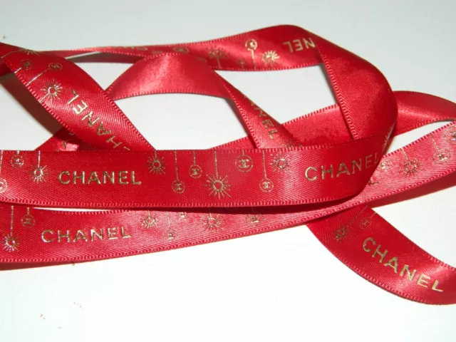 CHANEL RED GOLD Holiday Gift Wrap Ribbon 74 & White Paper Camellia Flower  Set i $9.99 - PicClick