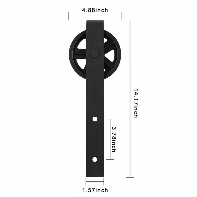 Sliding Wood Barn Door Hardware Roller Set Hardware (Big Black Wheel) 7