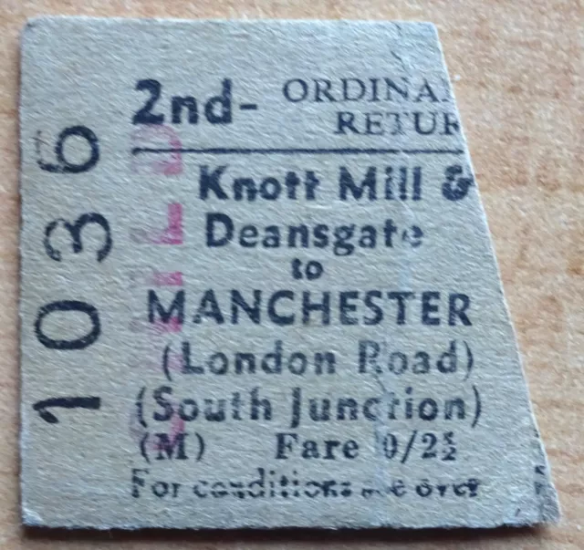 BTC Railway Ticket - Knott Mill to Manchester London Road South Junction - 1965