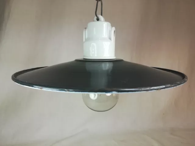 Deckenlampe Deckenleuchte Werkstattlampe Emaille  Bauhaus