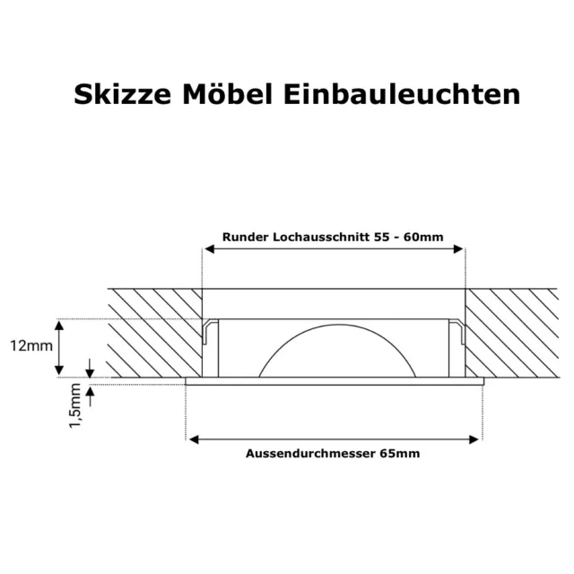 IP20 LED Einbauspots Lina 3W=30W Flache 12V Möbel-Einbaustrahler/ LED Warmweiss 2