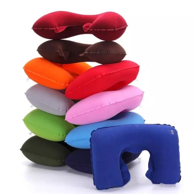 Inflatable Travel Neck Pillow Flight Rest Sleep Support Blow-Up Cushion Camping