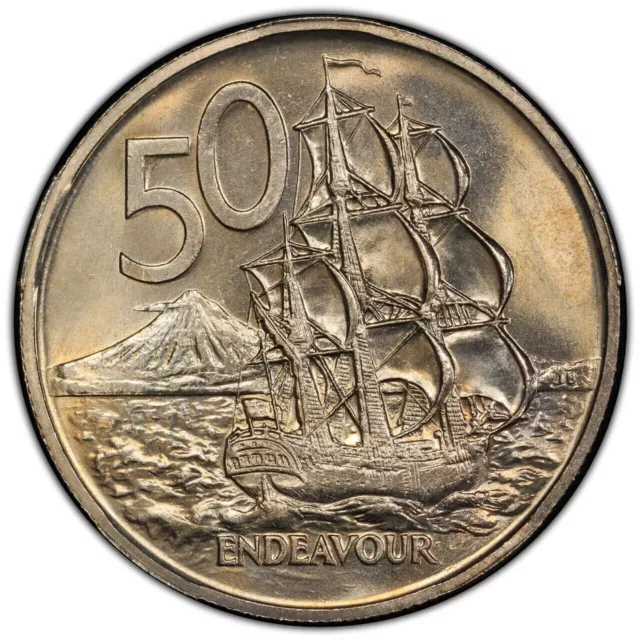 New Zealand 1970 Fifty Cents 50c (HMS Endeavour) - PCGS MS64 (46806757)