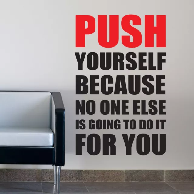 Push yourself wall sticker decal quote motivational gym fitness sports w152